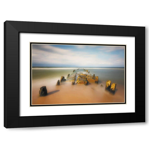 Sea Road Black Modern Wood Framed Art Print with Double Matting by Krol, Piotr