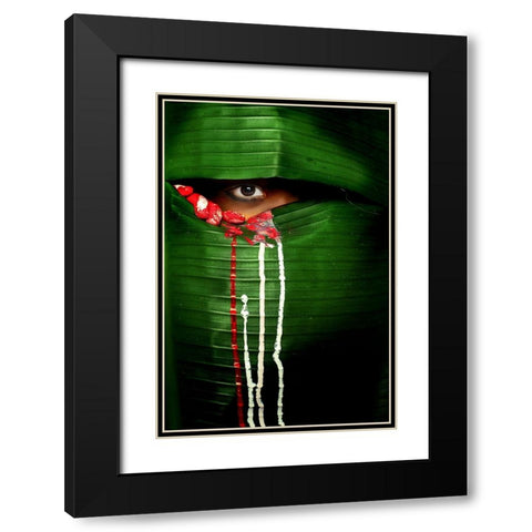Mysterious Eye Black Modern Wood Framed Art Print with Double Matting by Zen, Adithya