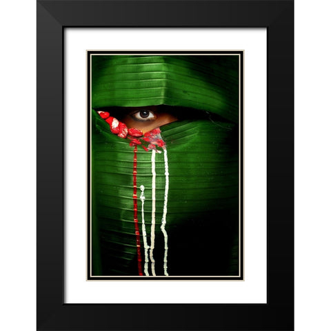 Mysterious Eye Black Modern Wood Framed Art Print with Double Matting by Zen, Adithya