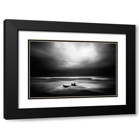 Naufrago Black Modern Wood Framed Art Print with Double Matting by Della Latta, Massimo