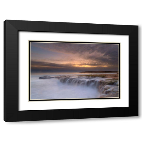 Waterfall Black Modern Wood Framed Art Print with Double Matting by L, Yan