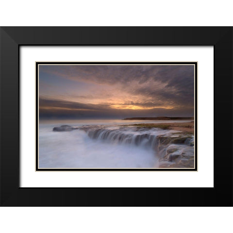 Waterfall Black Modern Wood Framed Art Print with Double Matting by L, Yan