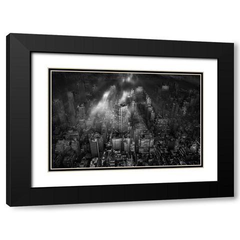 New York City Black Modern Wood Framed Art Print with Double Matting by Londal, Leif