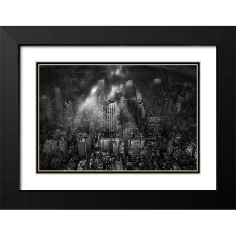 New York City Black Modern Wood Framed Art Print with Double Matting by Londal, Leif
