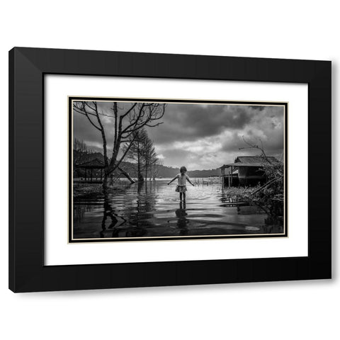 Alone Black Modern Wood Framed Art Print with Double Matting by Song, Gunarto