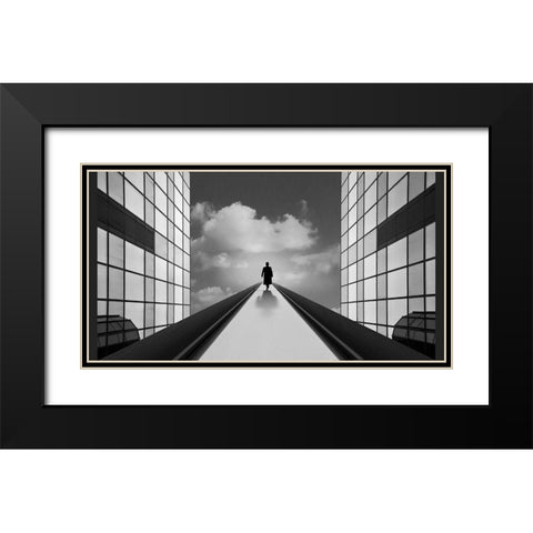 Walking To The Light Black Modern Wood Framed Art Print with Double Matting by Van Den, Jef