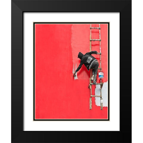 Painting In Progress Black Modern Wood Framed Art Print with Double Matting by Kisworo, Sebastian