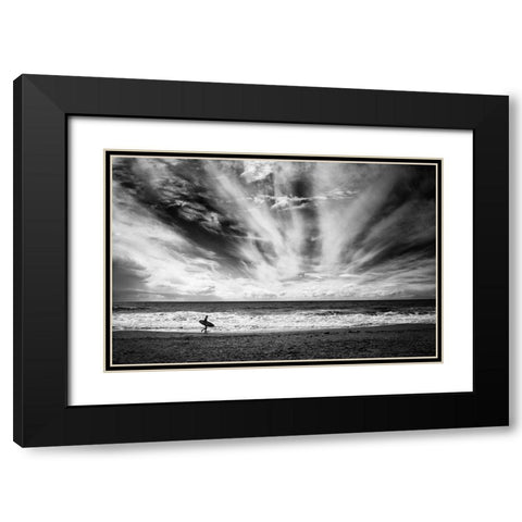 The Loneliness Of A Surfer Black Modern Wood Framed Art Print with Double Matting by Grifantini, Lorenzo