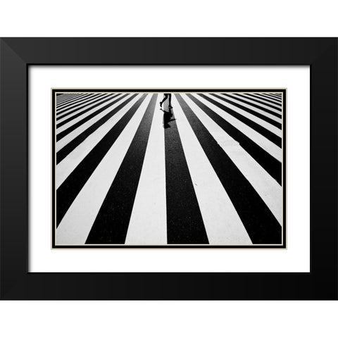 Black And White Black Modern Wood Framed Art Print with Double Matting by Tomihisa, Kouji