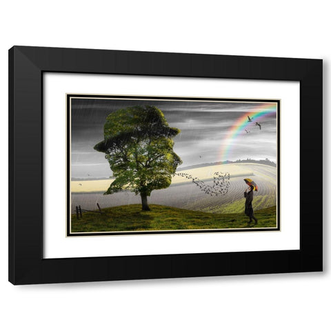 Point Of View Black Modern Wood Framed Art Print with Double Matting by Kiciak, Christophe