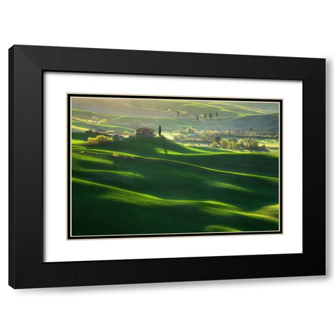 Green Waves... Black Modern Wood Framed Art Print with Double Matting by Browko, Krzysztof