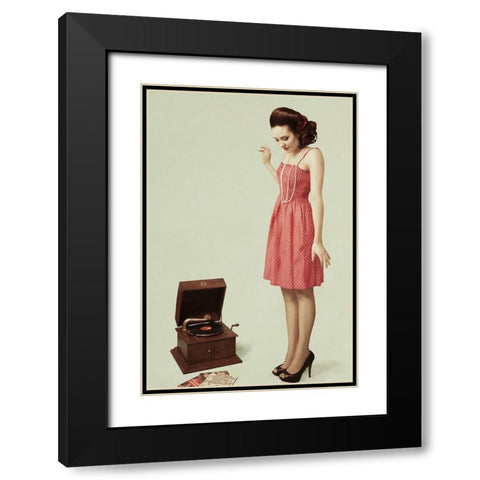 Pin Up Girl Iii Black Modern Wood Framed Art Print with Double Matting by Peeters, Bart