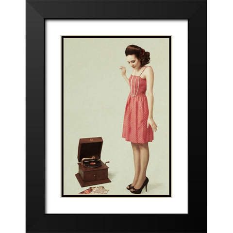 Pin Up Girl Iii Black Modern Wood Framed Art Print with Double Matting by Peeters, Bart