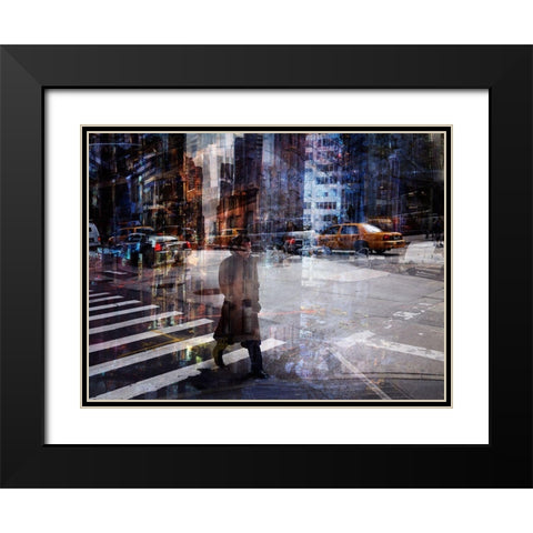 Woody Allen Crossing Black Modern Wood Framed Art Print with Double Matting by B, V