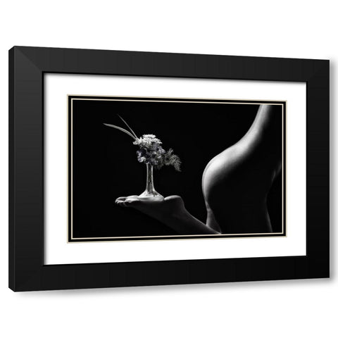Little Flower Stand Black Modern Wood Framed Art Print with Double Matting by Galon Ma, Derek