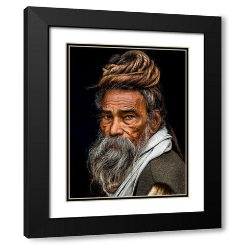 Portrait Of A Sadhu... Black Modern Wood Framed Art Print with Double Matting by J.V, Rakesh