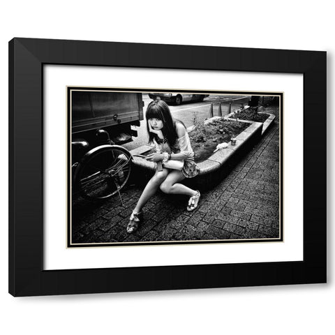 Girl Black Modern Wood Framed Art Print with Double Matting by Suzuki, Tatsuo