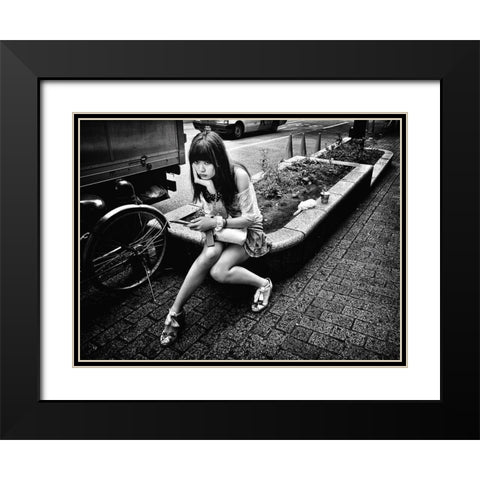Girl Black Modern Wood Framed Art Print with Double Matting by Suzuki, Tatsuo