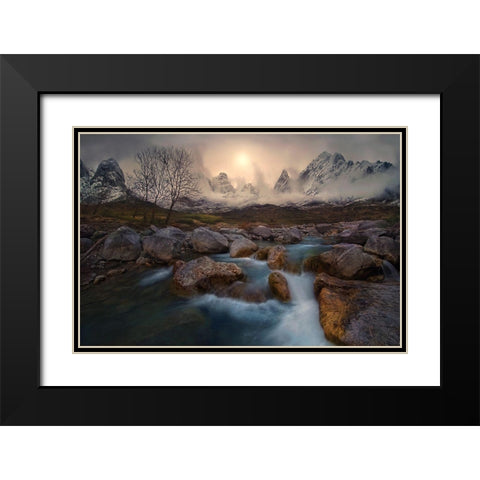 Change Of  Seasons Black Modern Wood Framed Art Print with Double Matting by Kaddas, Chris