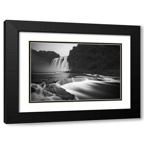 Huangguoshu Waterfalls Black Modern Wood Framed Art Print with Double Matting by Zhang, Yan