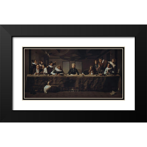 L?Ultima Cena Black Modern Wood Framed Art Print with Double Matting by Voloshin, Igor