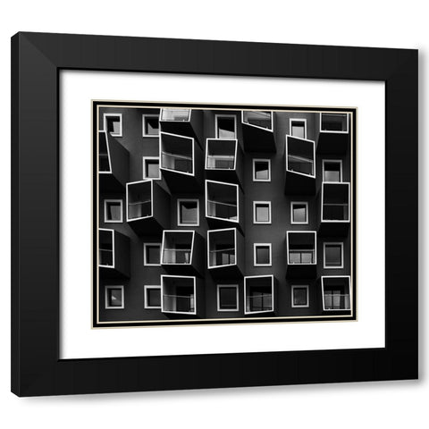 Living In Boxes Black Modern Wood Framed Art Print with Double Matting by Mathiesen, Kent