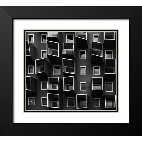 Living In Boxes Black Modern Wood Framed Art Print with Double Matting by Mathiesen, Kent