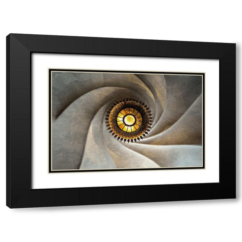 Torsional Black Modern Wood Framed Art Print with Double Matting by Koga, Hiroaki