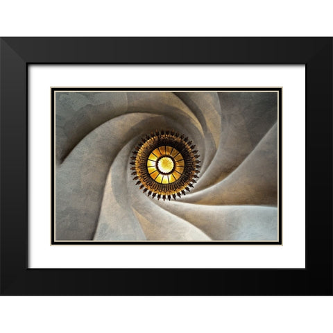 Torsional Black Modern Wood Framed Art Print with Double Matting by Koga, Hiroaki