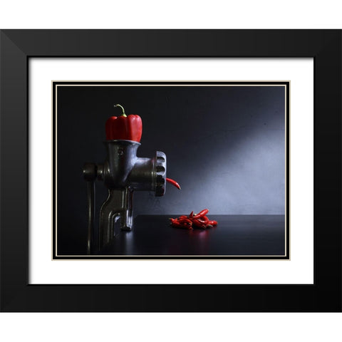 Red And Hot Black Modern Wood Framed Art Print with Double Matting by Ivanova, Victoria