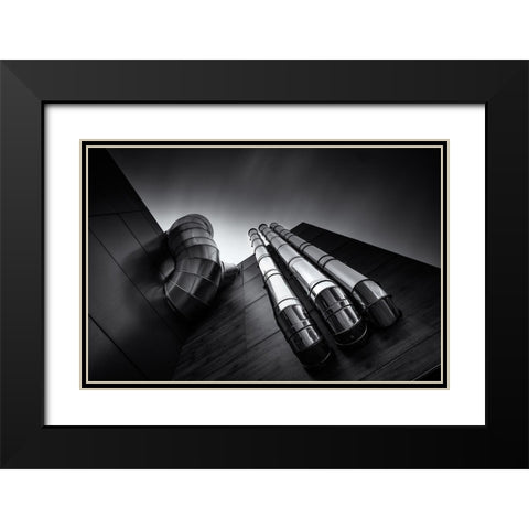 Pipes Black Modern Wood Framed Art Print with Double Matting by Gamiz, Andres