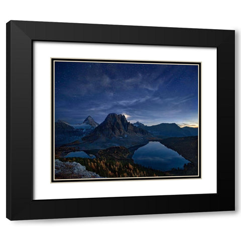 Starry Night At Mount Assiniboine Black Modern Wood Framed Art Print with Double Matting by Zhang, Yan