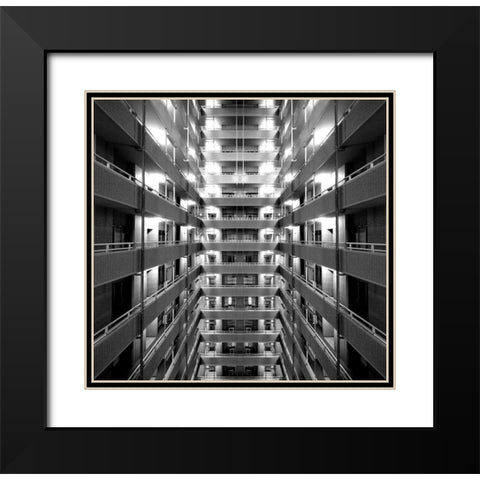 Corridor Black Modern Wood Framed Art Print with Double Matting by Tajima, Koji