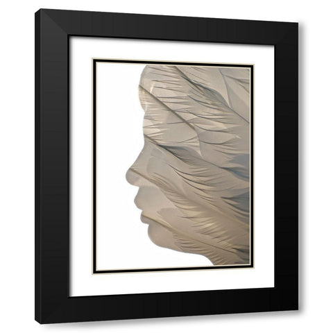 Feathered Black Modern Wood Framed Art Print with Double Matting by Melnotte, Mike