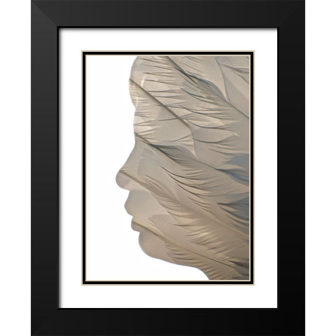 Feathered Black Modern Wood Framed Art Print with Double Matting by Melnotte, Mike