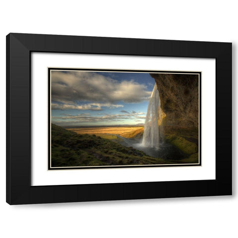 Seljalandsfoss Black Modern Wood Framed Art Print with Double Matting by Witjes, Max