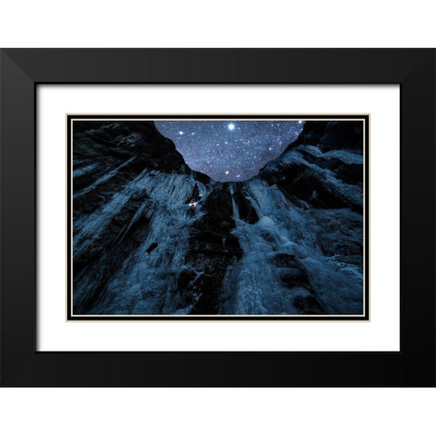 Star Climber Black Modern Wood Framed Art Print with Double Matting by Takanobu, Kano