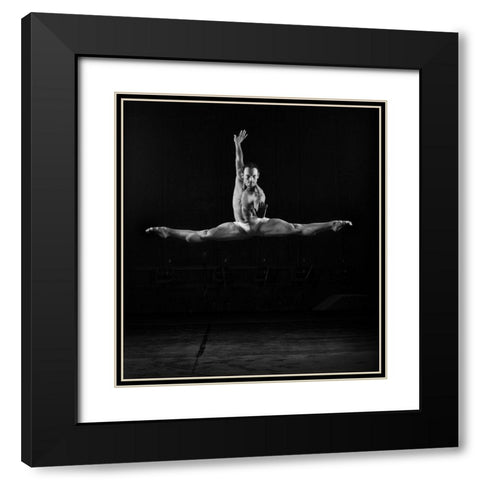 Leap Black Modern Wood Framed Art Print with Double Matting by Groenewald, Michael