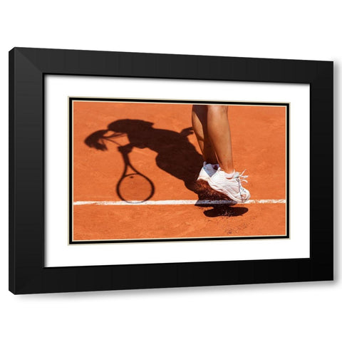 1St Serve Black Modern Wood Framed Art Print with Double Matting by Loire, Herve