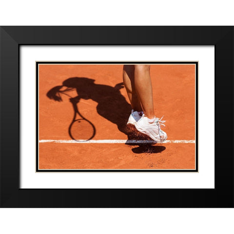 1St Serve Black Modern Wood Framed Art Print with Double Matting by Loire, Herve