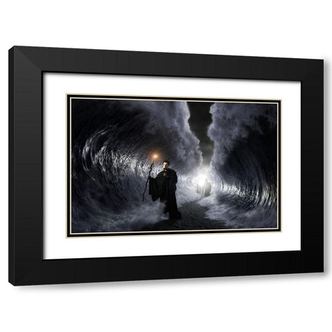 Exodus Black Modern Wood Framed Art Print with Double Matting by Kiciak, Christophe