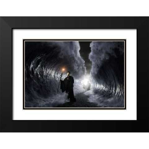 Exodus Black Modern Wood Framed Art Print with Double Matting by Kiciak, Christophe