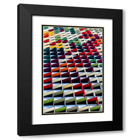 Origami Black Modern Wood Framed Art Print with Double Matting by Lim, Jared