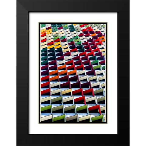 Origami Black Modern Wood Framed Art Print with Double Matting by Lim, Jared