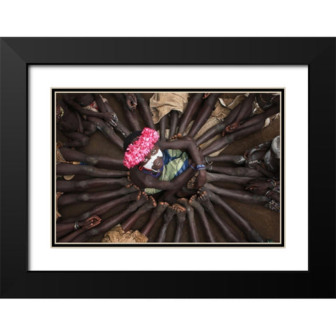 Kids In Holiday Black Modern Wood Framed Art Print with Double Matting by Alhumaid, Hesham