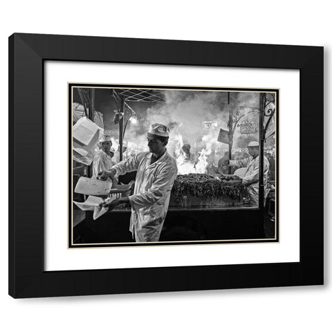 Street Cooking Black Modern Wood Framed Art Print with Double Matting by Marin, Rodrigo