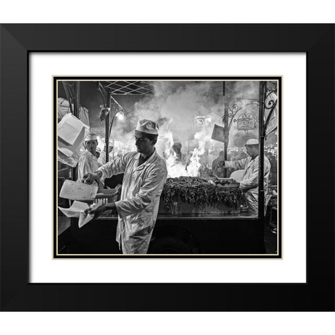 Street Cooking Black Modern Wood Framed Art Print with Double Matting by Marin, Rodrigo