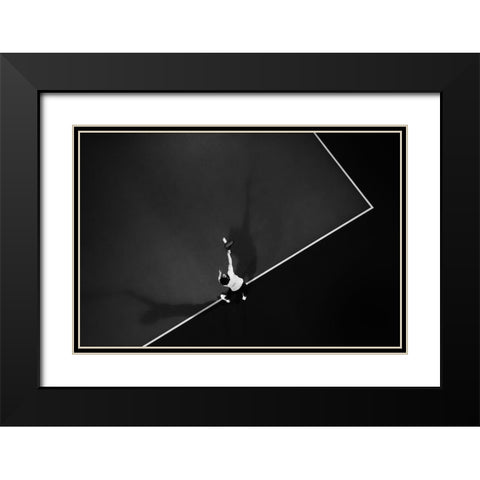 Tennis Black Modern Wood Framed Art Print with Double Matting by Caria, Rui