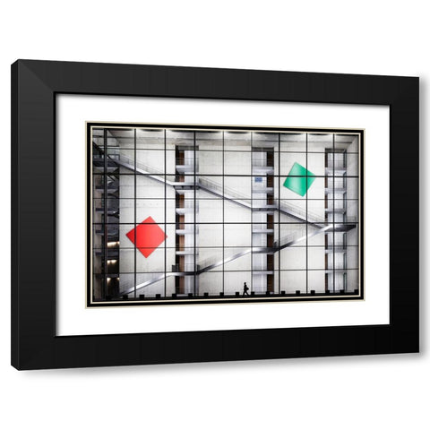 Red G Green Black Modern Wood Framed Art Print with Double Matting by Loire, Herve