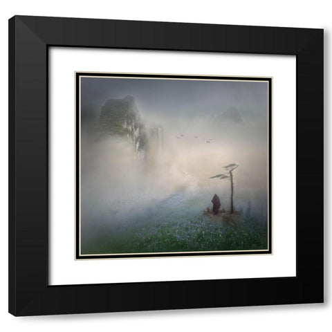 Follow The River To Where It Starts Black Modern Wood Framed Art Print with Double Matting by Dou, Shenshen